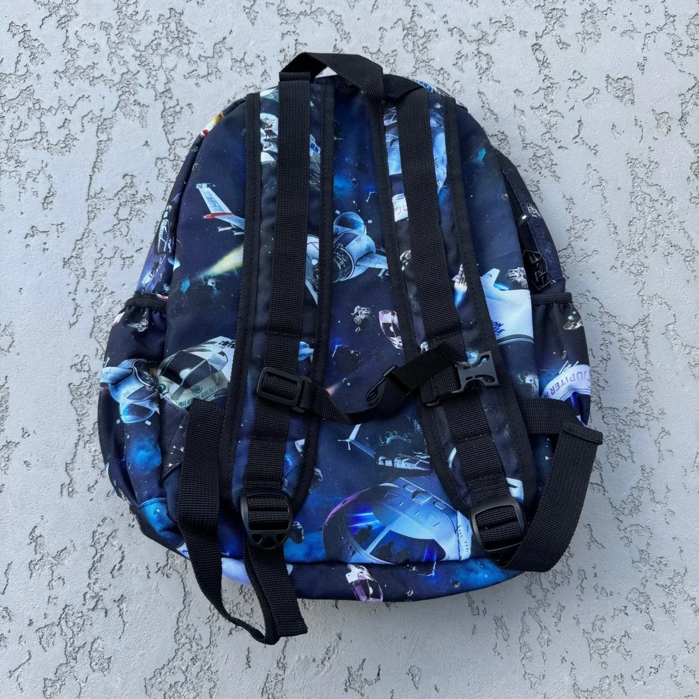 Molo Kids Big Backpack Space Traffic Rocket UFO Print Navy 7W19V203